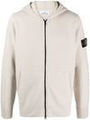 Geelong Wool Hooded Knit Cardigan Beige - STONE ISLAND - BALAAN 2