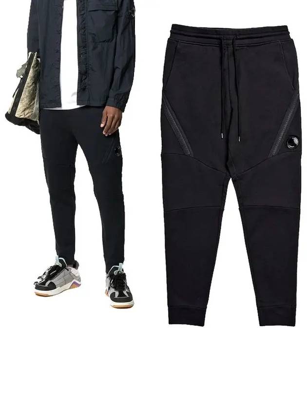 Diagonal Raised Fleece Zipped Track Pants Black - CP COMPANY - BALAAN 2