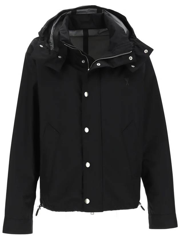 Heart Logo Nylon Hooded Jacket Black - AMI - BALAAN 2