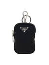 Re-nylon triangle logo mini pouch key holder - PRADA - BALAAN.
