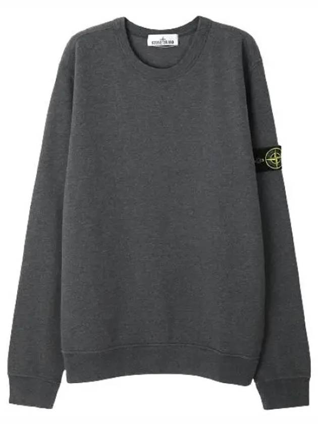 Brushed Cotton Fleece Garment Dyed Crewneck Sweatshirt Dark Grey Melange - STONE ISLAND - BALAAN 2