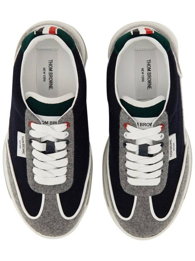 Melton Clear Sole Tech Runner Sneakers Navy Grey - THOM BROWNE - BALAAN 3