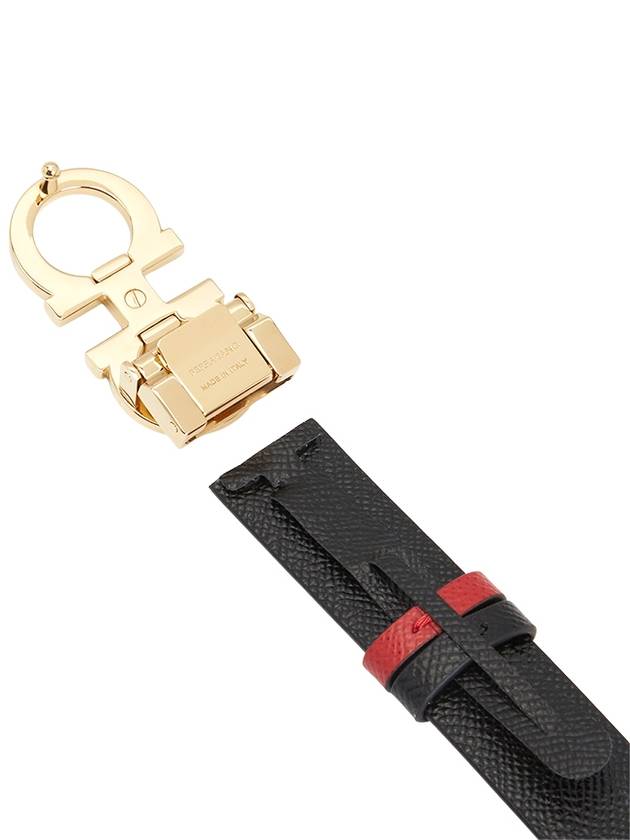 Reversible Gancini Leather Belt Black Lipstick Red - SALVATORE FERRAGAMO - BALAAN 6