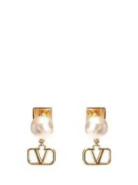 24 4W0J0Q43 UXM 0O3 4W2J0Q43 V logo pearl earrings 1279402 - VALENTINO - BALAAN 1