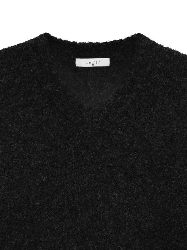 Boucle V-Neck Over Fit Knit Top Black - NOIRER - BALAAN 6