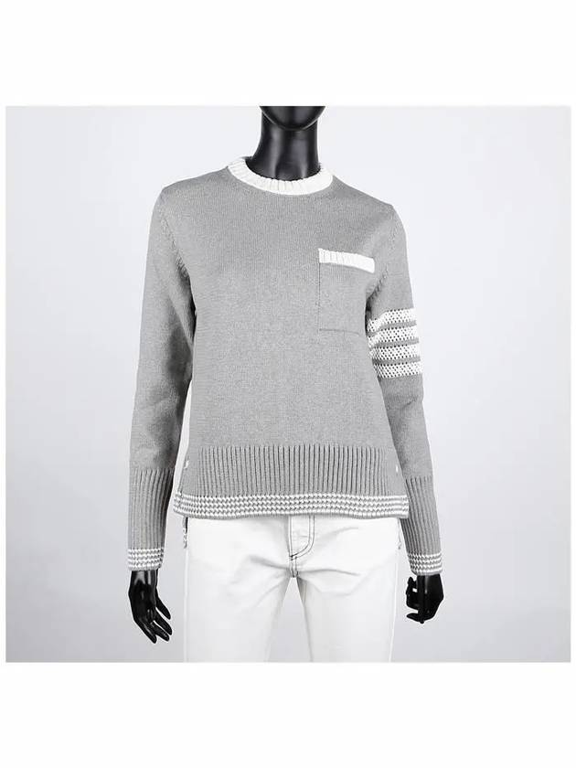 4 Bar Stripe Cotton Sweatshirt Grey - THOM BROWNE - BALAAN 3