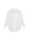 Chest Pocket Boxy Fit Poplin Long Sleeve Shirt White - AMI - BALAAN 2