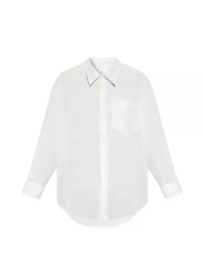 Chest Pocket Boxy Fit Poplin Long Sleeve Shirt White - AMI - BALAAN 2