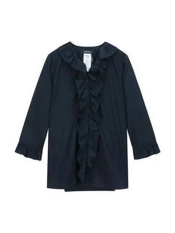 ZANORA ruffle blouse navy - MAX MARA - BALAAN 1