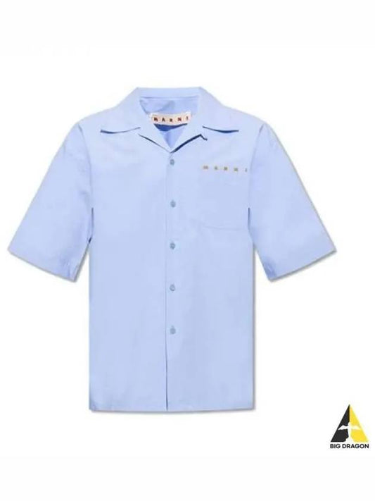 Logo Pocket Short Sleeve Shirt Light Blue CUMU0213P0 USCV08 - MARNI - BALAAN 1
