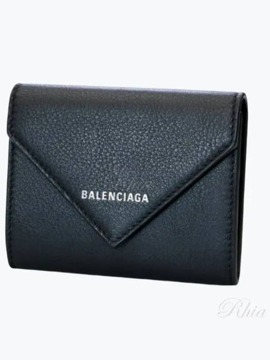 Logo Coin Pocket Tri-Fold Half Wallet Black - BALENCIAGA - BALAAN 2