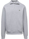 Logo Half Zip Up Cotton Sweatshirt Grey - LACOSTE - BALAAN 8