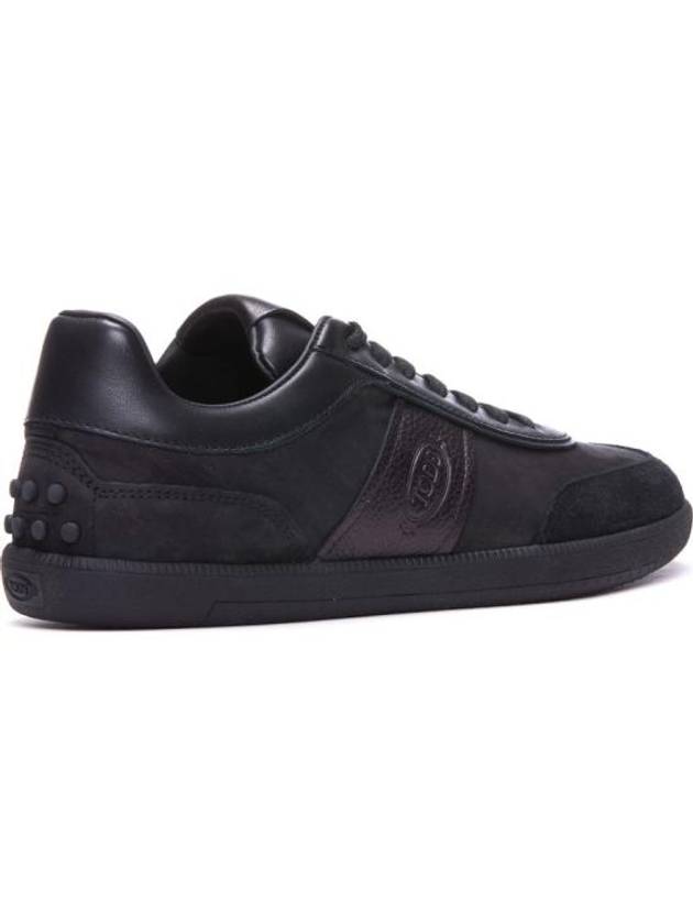 Suede Logo Panel Low-Top Sneakers Black - TOD'S - BALAAN 3