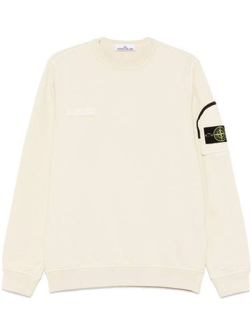 Zipper Pocket Crew Neck Sweatshirt Ivory - STONE ISLAND - BALAAN 1