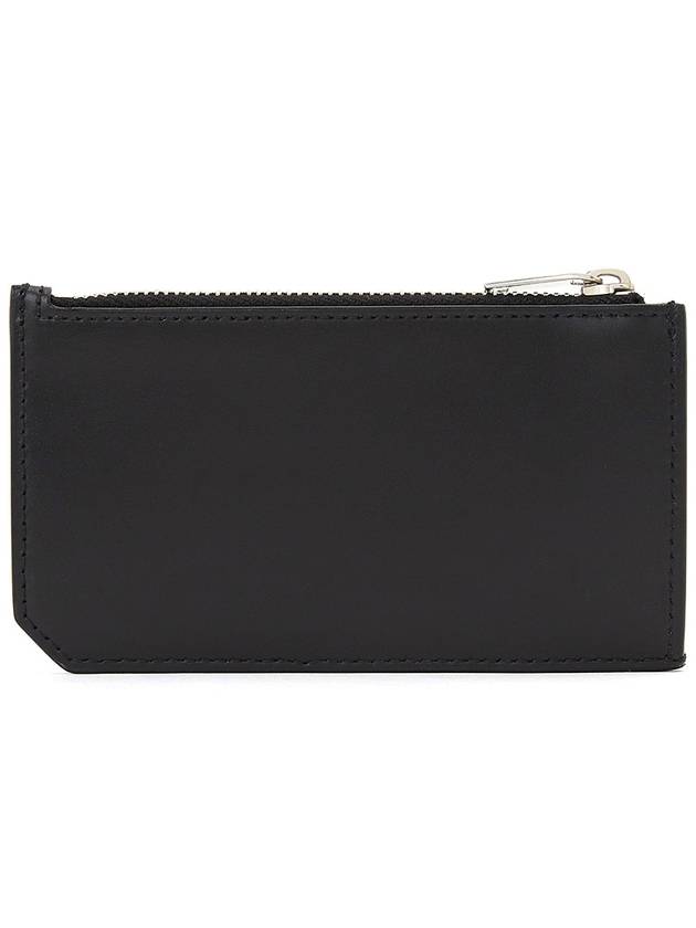 Tiny Cassandre Fragments Silver Hardware Leather Zipper Card Wallet Black - SAINT LAURENT - BALAAN 3