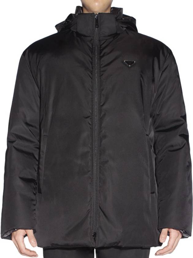 Triangle Logo Reversible Re-Nylon Down Padded Jacket Black - PRADA - BALAAN 2