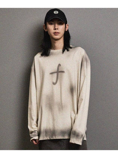 Vintage Washed F Logo Long Sleeve T-Shirt Cream - FFEFF STUDIO - BALAAN 1