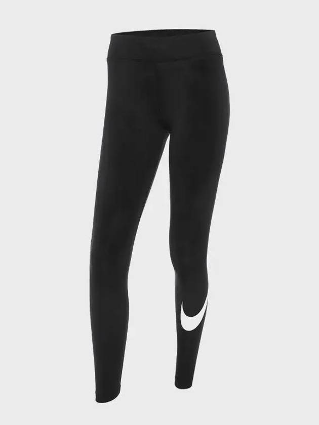 Sportswear Essential Mid-rise Swoosh Leggings Black - NIKE - BALAAN 3