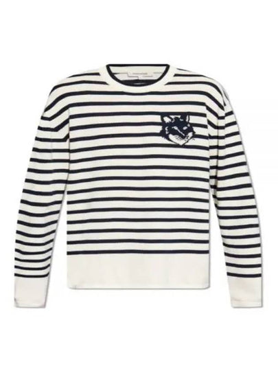 Fox Motif Cotton Long Sleeve T-Shirt Black White - MAISON KITSUNE - BALAAN 2