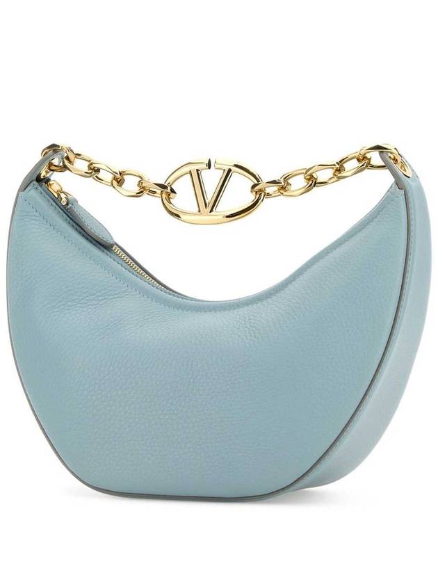 V Logo Zip-Up Medium Tote Bag Light Blue - VALENTINO - BALAAN 3