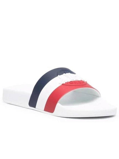 Basil Logo Striped Slippers White - MONCLER - BALAAN 2