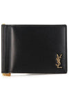 Tiny Cassandre Gold Monogram Logo Money Clip Card Wallet Black - SAINT LAURENT - BALAAN 2