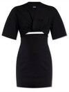 La Robe T-shirt Bahia Open Waistline Cotton Short Dress Black - JACQUEMUS - BALAAN 2