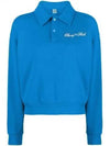 Embroidery Logo Long Sleeve Cotton Polo Shirt Blue - SPORTY & RICH - BALAAN 2