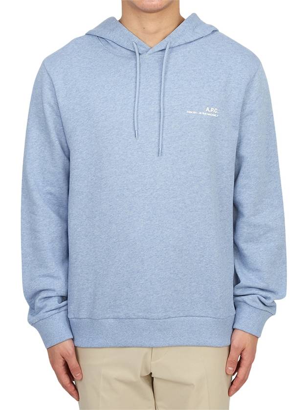 Logo Print Drawstring Hoodie Blue - A.P.C. - BALAAN 2