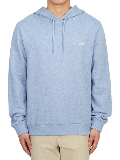 Logo Print Drawstring Hoodie Blue - A.P.C. - BALAAN 2