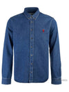 De Coeur Embroidered Denim Long Sleeve Shirt Blue - AMI - BALAAN 2