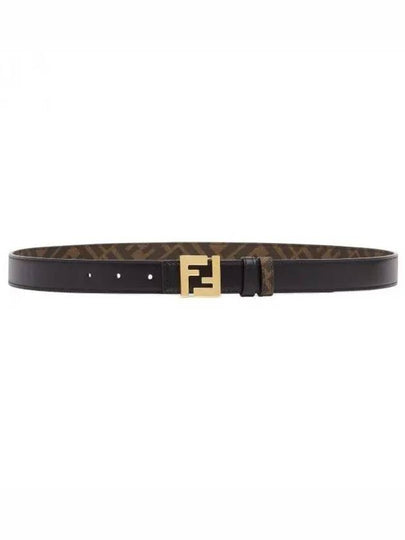 FF Squared Leather Belt Black Brown - FENDI - BALAAN 2