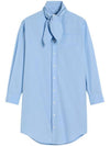 Scarf Collar Shirt Short Dress Blue - AMI - BALAAN 2