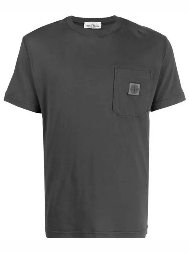 Wappen Logo Patch Pocket Short Sleeve T-Shirt Grey - STONE ISLAND - BALAAN 3