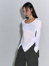 Ribbon Detail Slim Long Sleeved T-shirt White - GYEOL - BALAAN 3