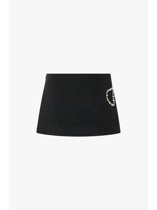 Women s Rhinestone Heart Mini Skirt Black - PHILIPP PLEIN - BALAAN 1