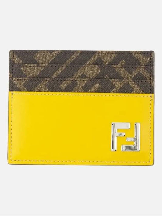 FF Square Leather Card Wallet Yellow - FENDI - BALAAN 2