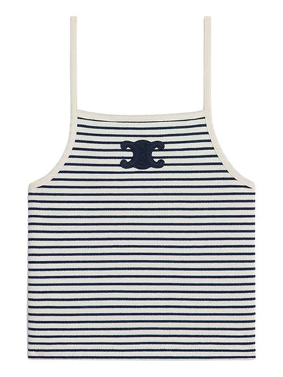 Triomphe Striped Sleeveless Off White Navy - CELINE - BALAAN 2