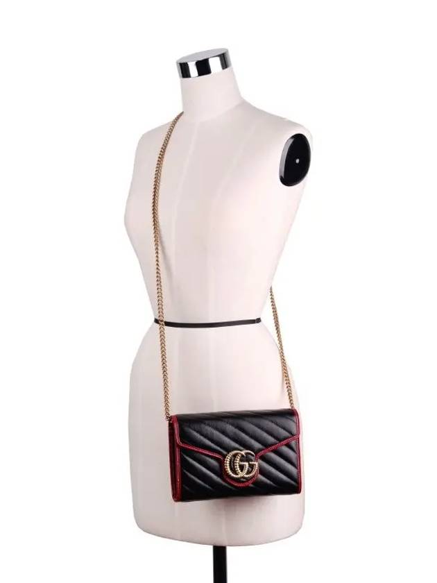 Women's GG Marmont Mini Chain Cross Bag Black - GUCCI - BALAAN.