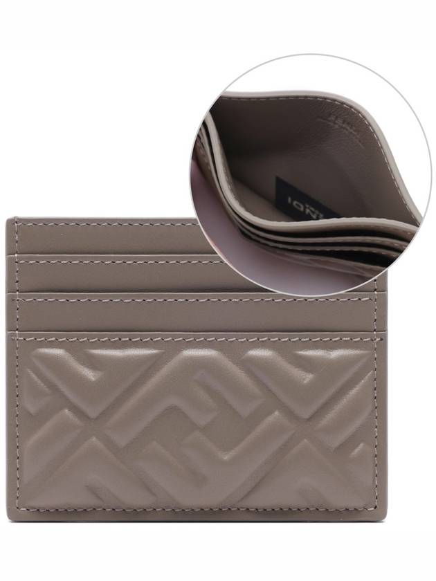 Baguette Embossed FF Logo Card Wallet Dove Grey - FENDI - BALAAN 3