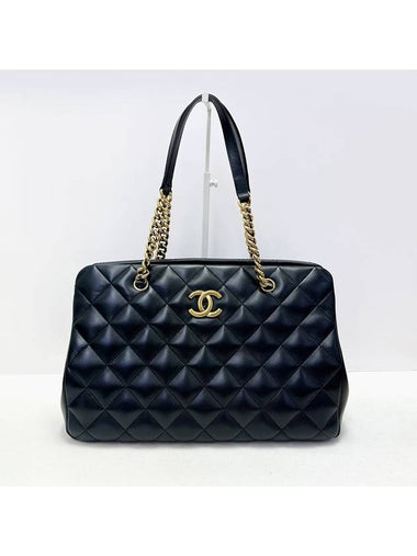 Black Lambskin Crown 17th Vintage Chain Large Shoulder Bag Square 4VCHB22378 - CHANEL - BALAAN 1