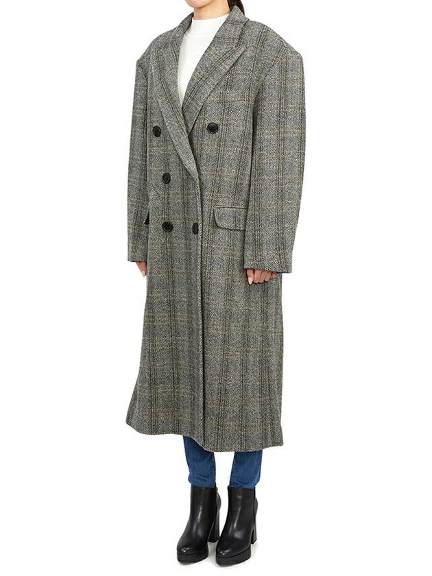 Women's Check Pattern Double Coat Beige - ISABEL MARANT - BALAAN 2