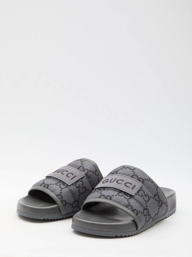 GG Slide Sandals Grey - GUCCI - BALAAN 3