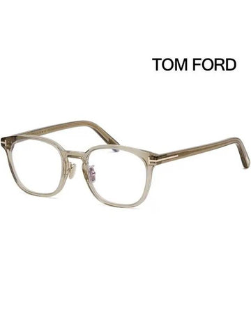 Blue light blocking glasses frame TF5997KB 045 Transparent brown Asian fit square horn - TOM FORD - BALAAN 1