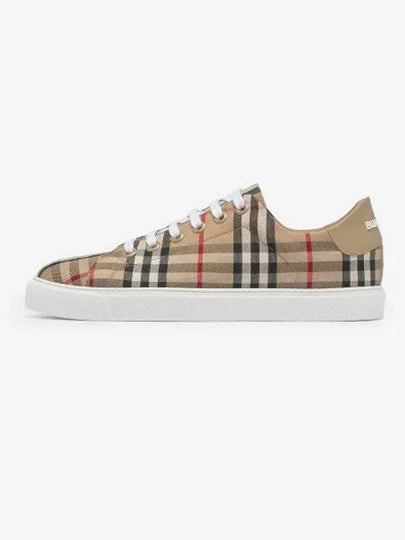 Vintage Check and Leather Sneakers Archive Beige - BURBERRY - BALAAN 2