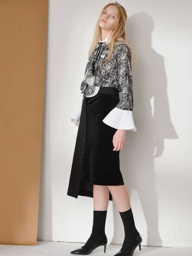e Women's Unbalanced Button H-Line Skirt Black - PRETONE - BALAAN 3