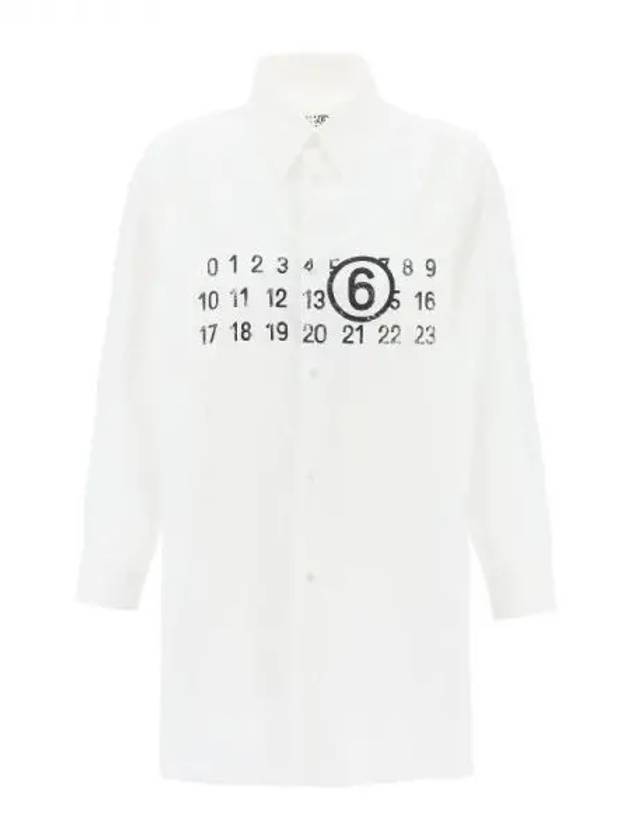 Number Logo Print Shirt Cotton Short Dress White - MAISON MARGIELA - BALAAN 2