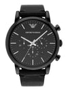 Chronograph 46mm Leather Watch Black - EMPORIO ARMANI - BALAAN 5
