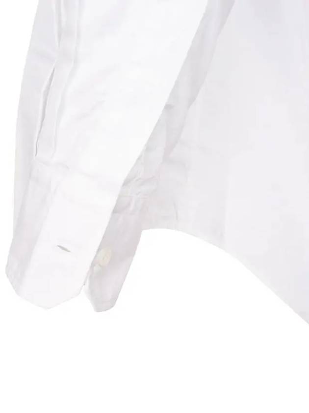 Men's Grosgrain Placket Solid Poplin Long Sleeve Shirt White - THOM BROWNE - BALAAN 8