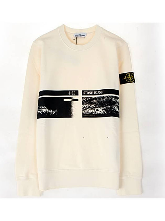 Logo Patch Crew Neck Cotton Sweatshirt Ivory - STONE ISLAND - BALAAN 2